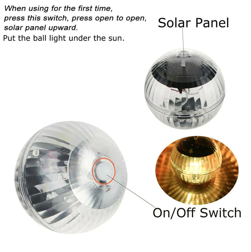 Outdoor Solar LED Floating Light Garden Pond Pool Lamp Rotating RGB Color Change (US Stock)