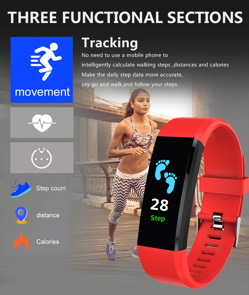Fitness Smart Watch – Activity Tracker with Heart Rate, Blood Oxygen & BP Monitor for Men/Women (US Stock)