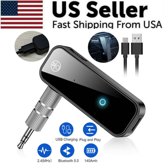 2-in-1 Bluetooth 5.0 Adapter – USB Wireless Audio Transmitter & Receiver, 3.5mm AUX Car/PC (US Stock)