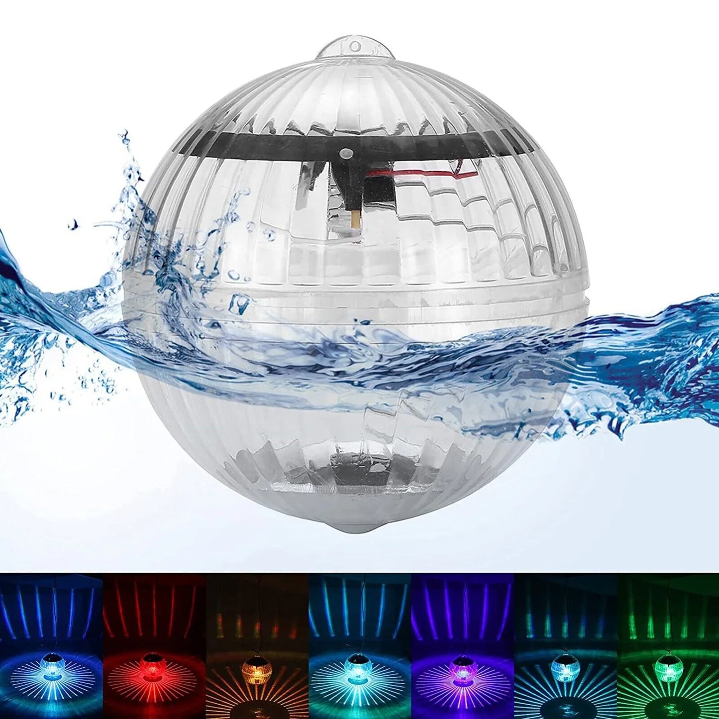Outdoor Solar LED Floating Light Garden Pond Pool Lamp Rotating RGB Color Change (US Stock)