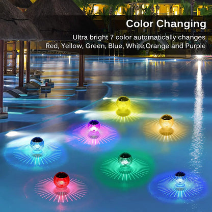 Outdoor Solar LED Floating Light Garden Pond Pool Lamp Rotating RGB Color Change (US Stock)
