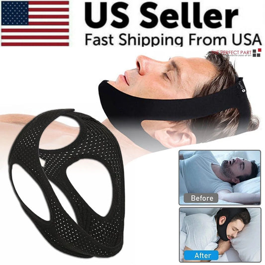 Snore Stop Chin Strap – Anti Snoring Sleep Apnea Jaw Support Belt (US Stock)
