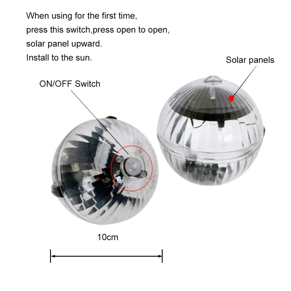 Outdoor Solar LED Floating Light Garden Pond Pool Lamp Rotating RGB Color Change (US Stock)