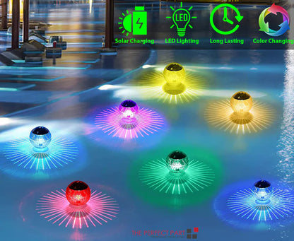 Outdoor Solar LED Floating Light Garden Pond Pool Lamp Rotating RGB Color Change (US Stock)